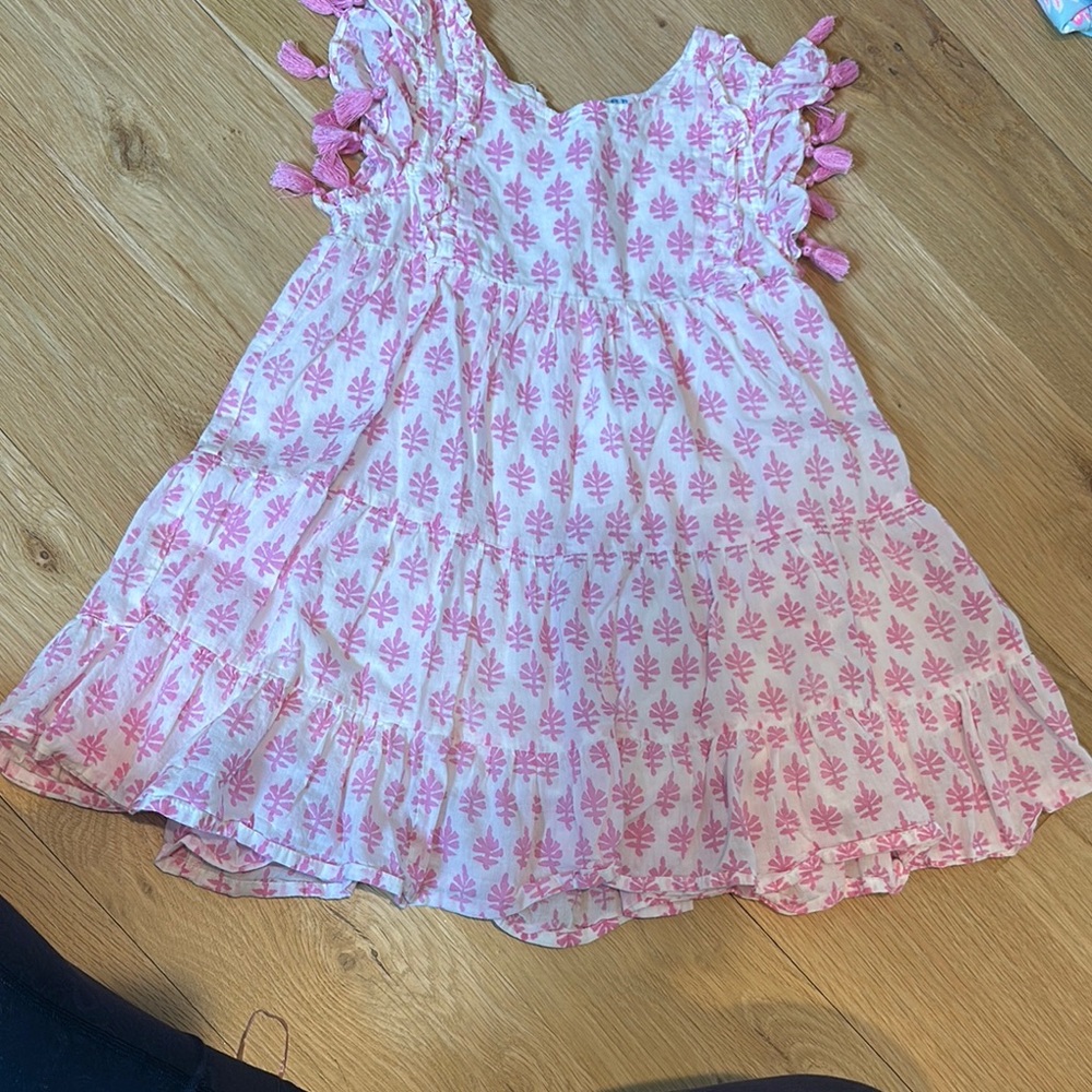 Pink Leaf Patterned Kids Dress